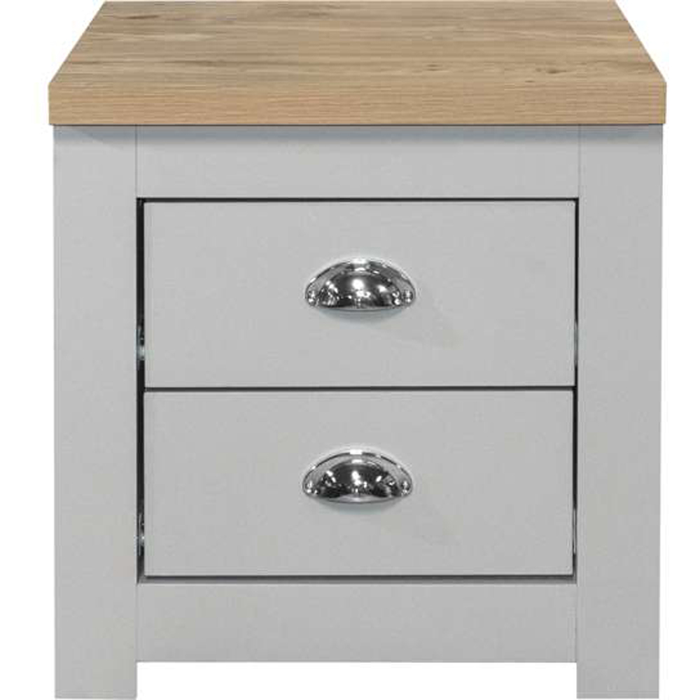 Highgate 2 Drawer Grey and Oak Bedside Table Image 3