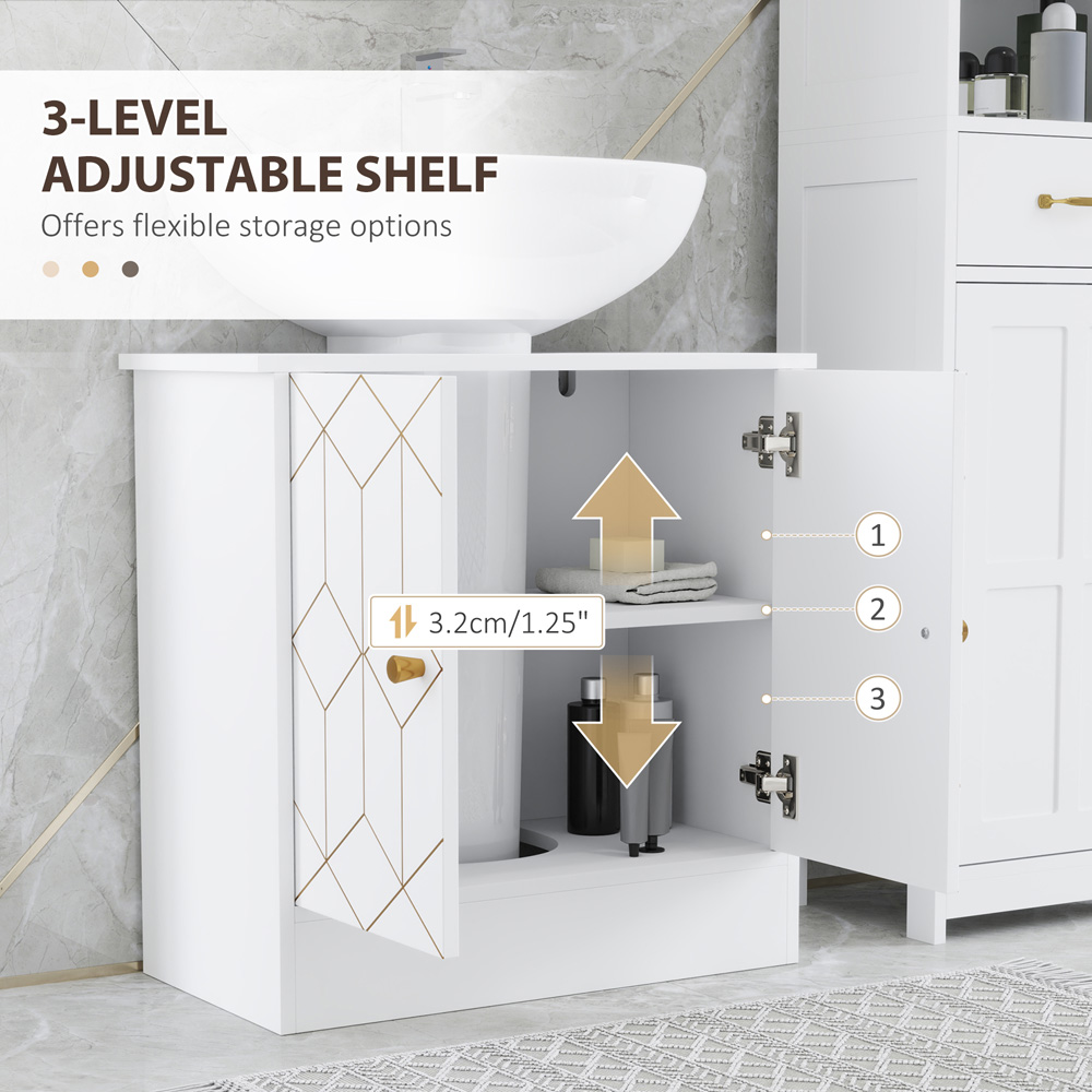 HOMCOM White Bathroom Under Sink Cabinet Image 5