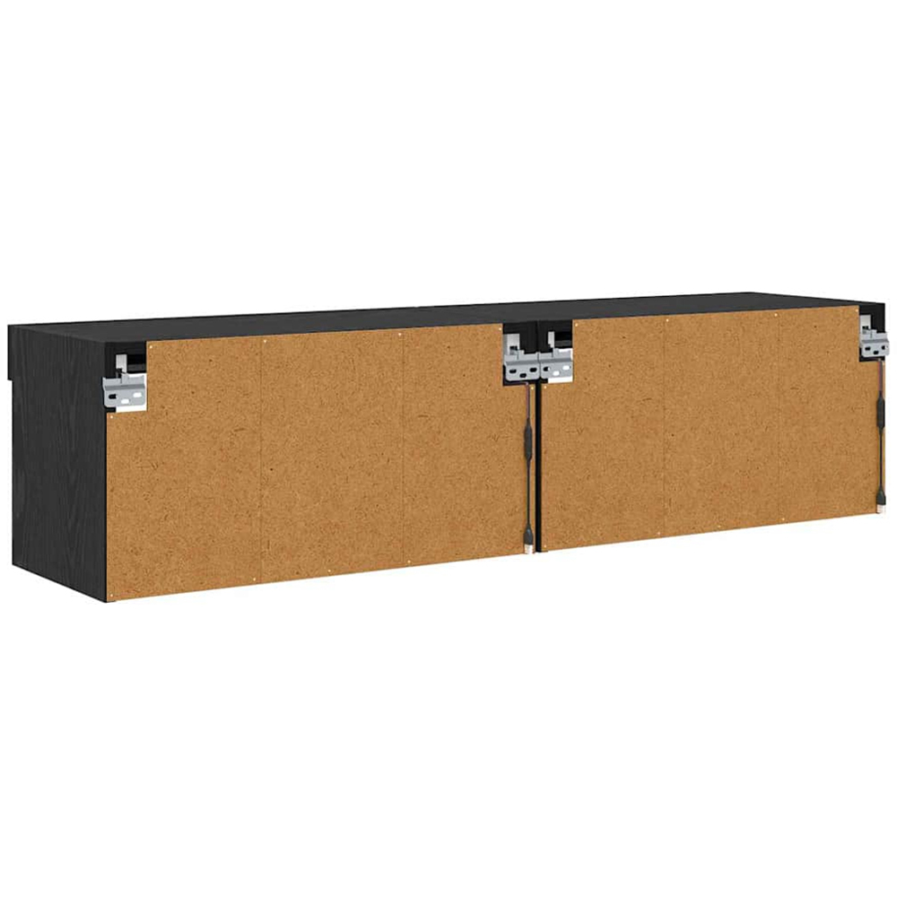 vidaXL Single Shelf Black Oak TV Cabinet with LED Lights Set of 2 Image 9