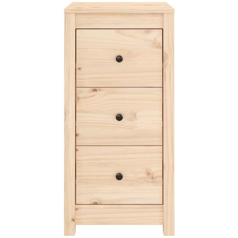 vidaXL 3 Drawer Natural Pine Wood Sideboard Image 5