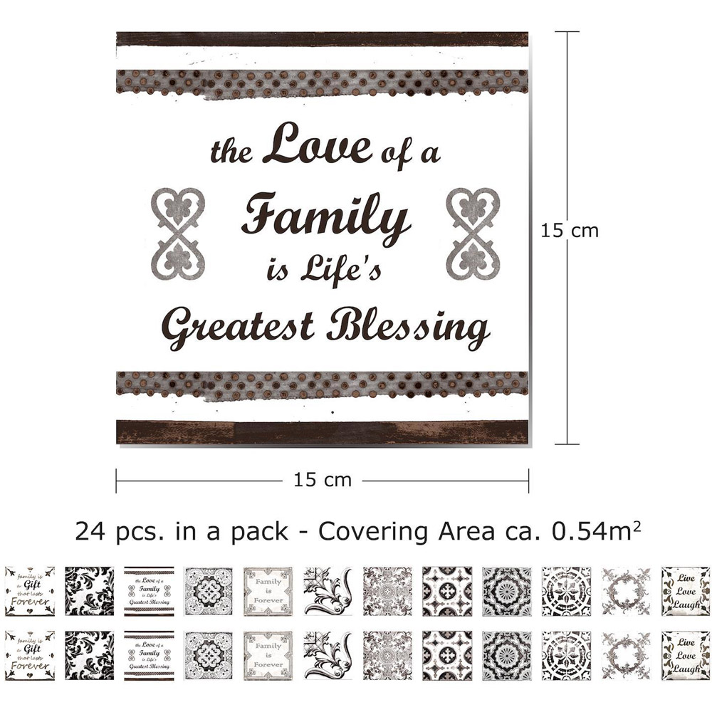 Walplus English Quote Retro Brown Tile Sticker 24 Pack Image 6