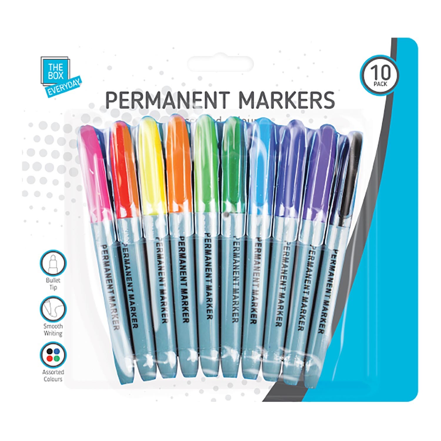 Pack of 10 Coloured Permanent Markers Wilko