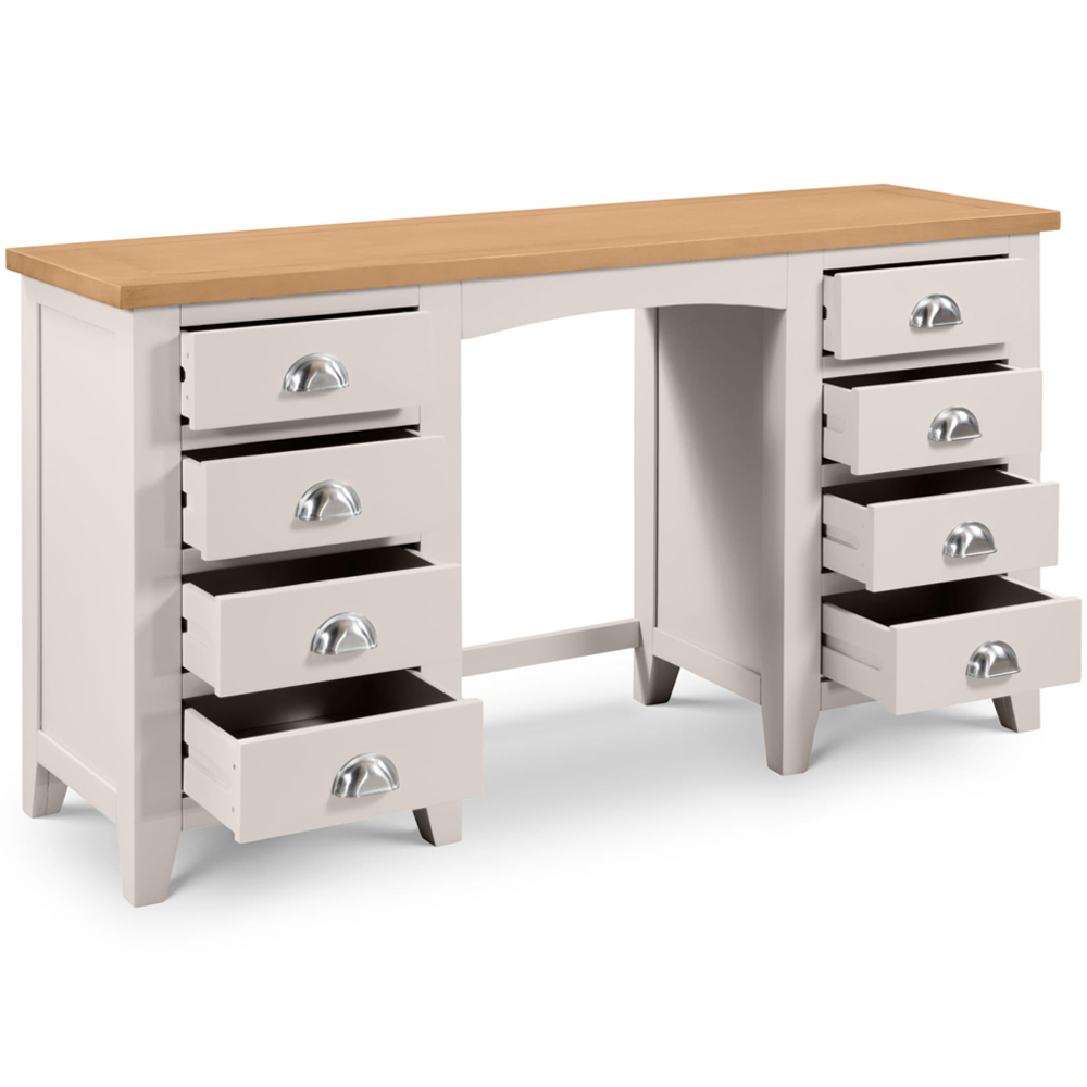 Julian Bowen Richmond 8 Drawer Grey Oak Twin Pedestal Dressing Table Image 3