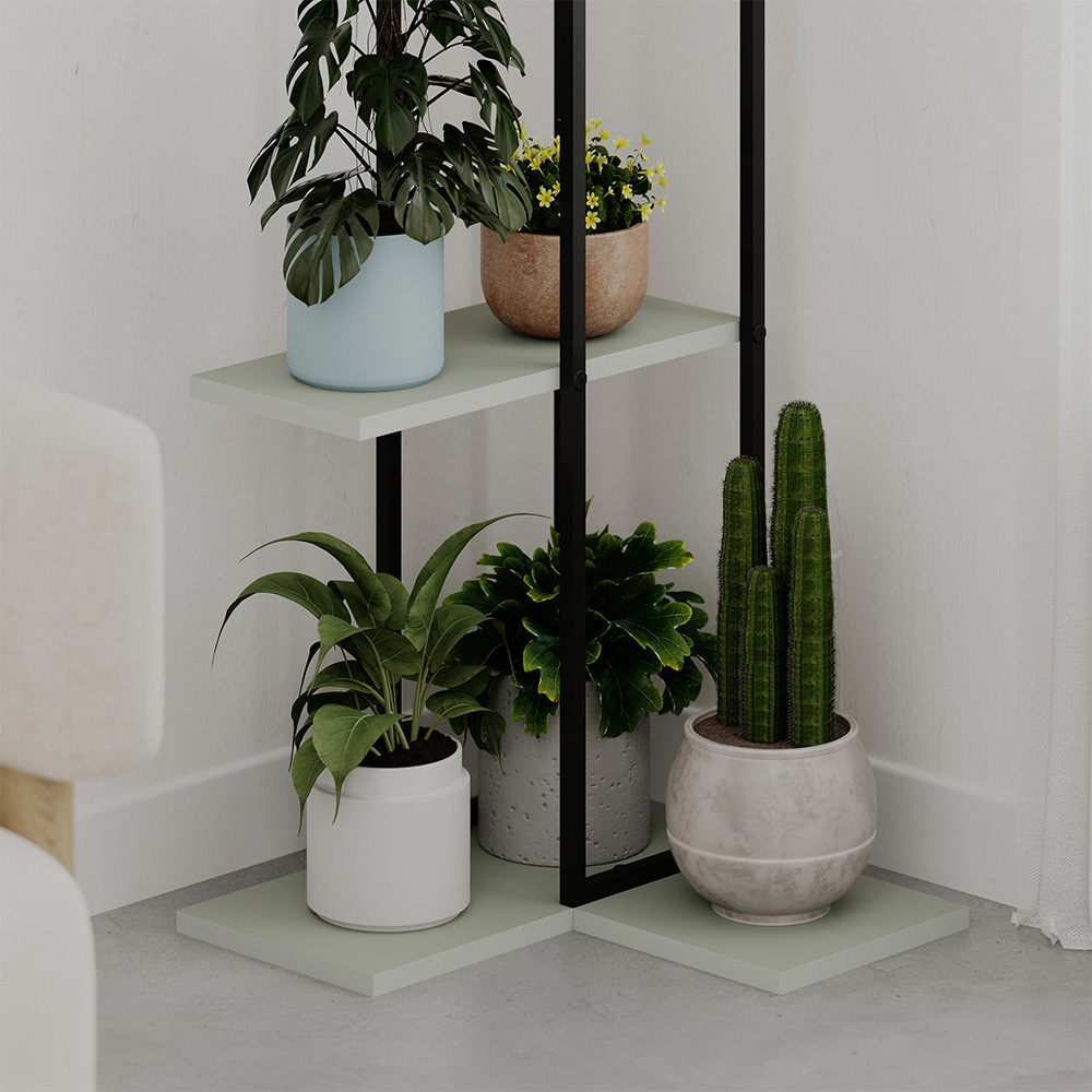 Decortie Vetra 3 Shelf Ash Green Plant Stand Image 4