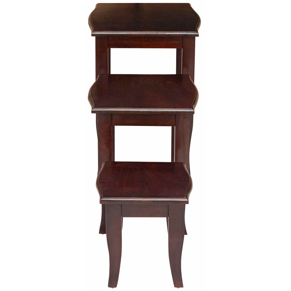 vidaXL Brown Solid Mahogany Wood Nest of Tables Set of 3 Image 8