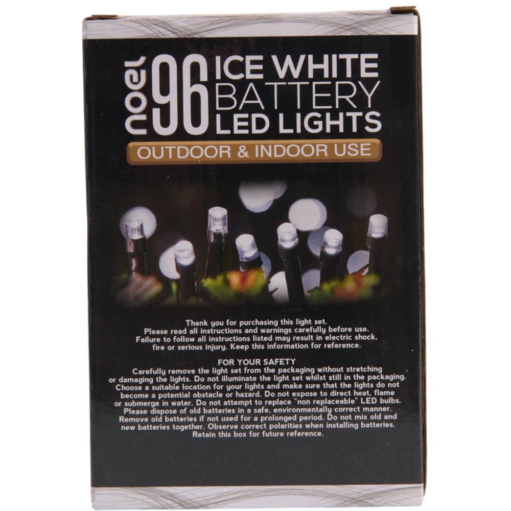 noel 96 Ice White LED Battery Operated Outdoor Lights Image 2