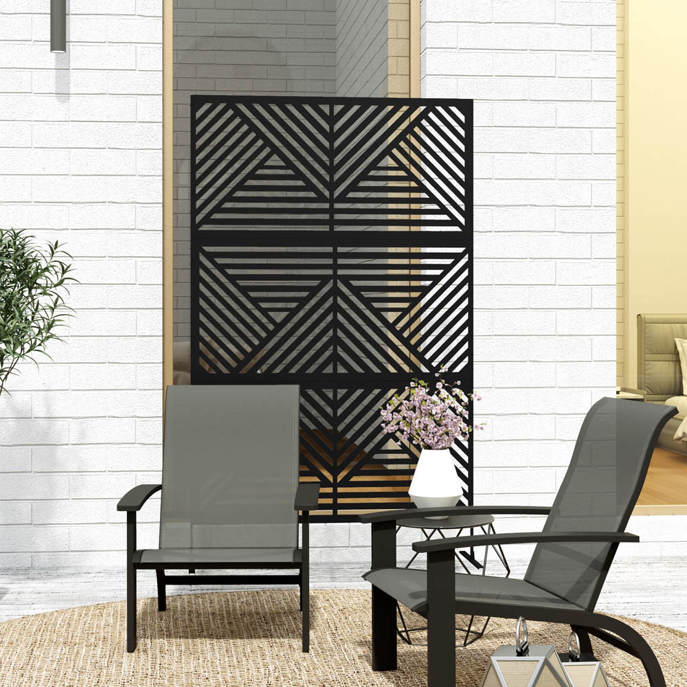 Outsunny Rhombus Black Outdoor Divider Privacy Panel with Stand Image 5