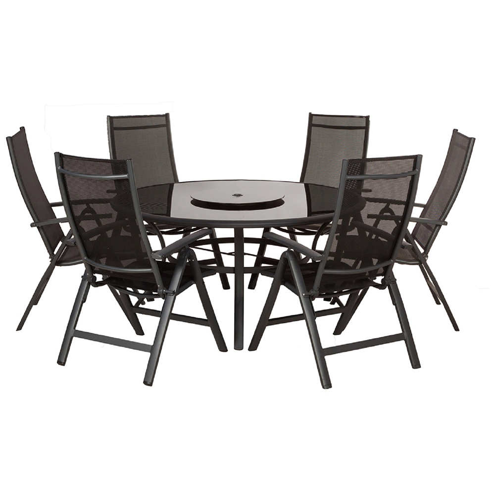Royalcraft Sorrento 6 Seater Deluxe Recliner Dining Set Black Image 2