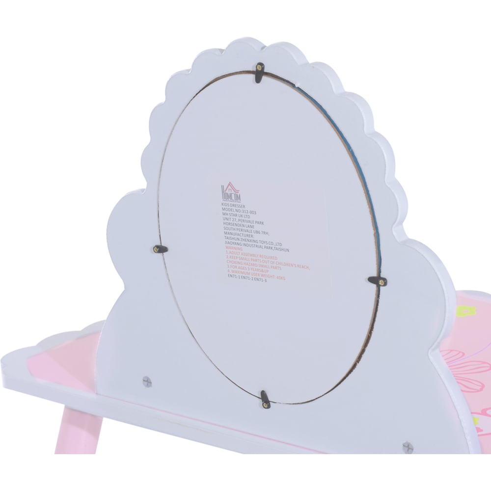 Playful Haven Kids Pink Dressing Table Set with Mirror Image 3