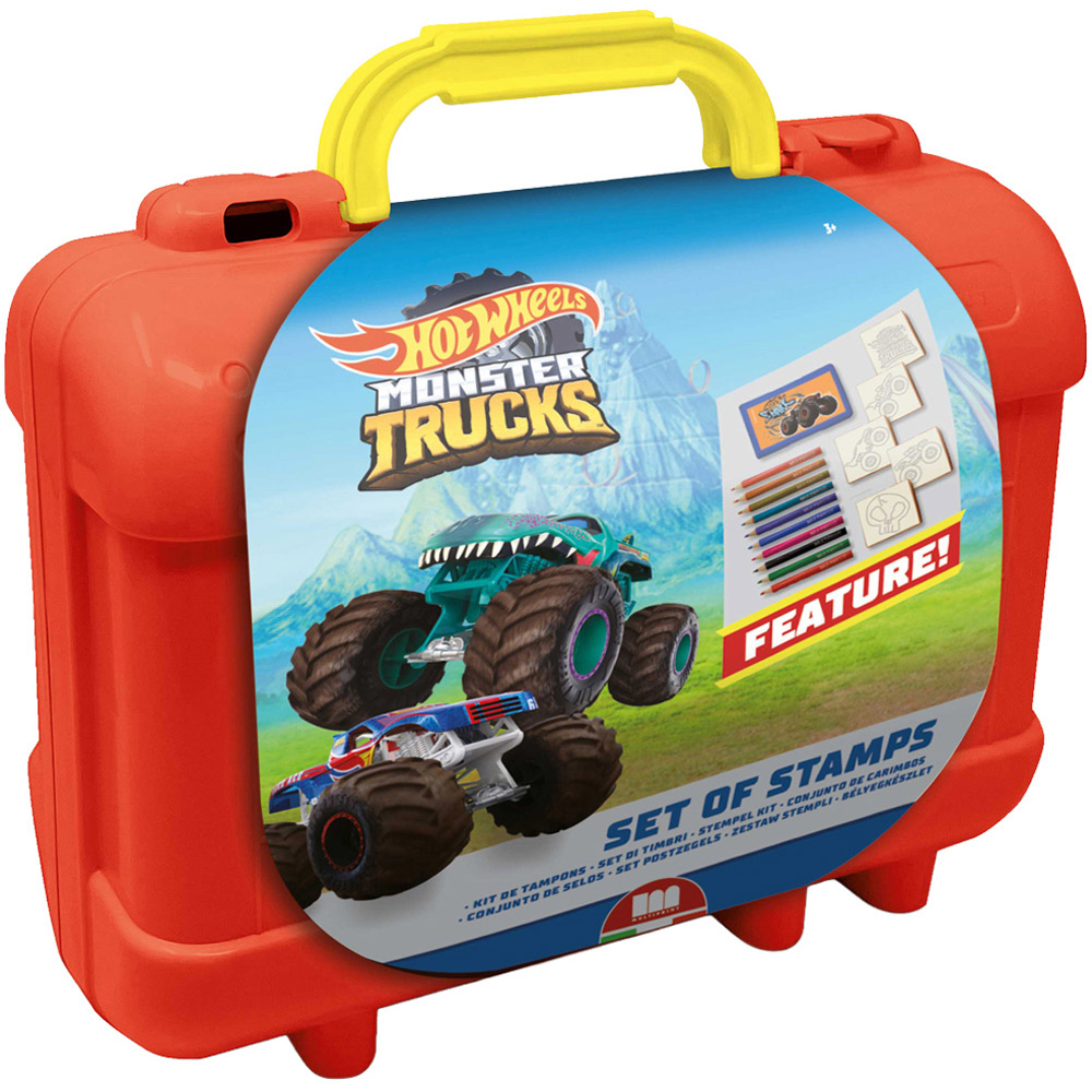 Multiprint Hot Wheels Monster Trucks Kids Travel Colouring and Stamp Set Image 1