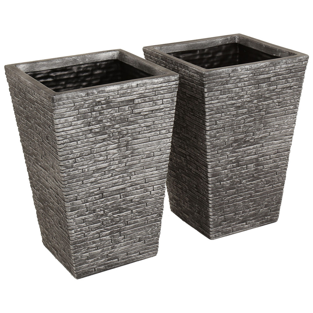 Charles Bentley Slate Tall Pewter Planters 2 Pack Image 1