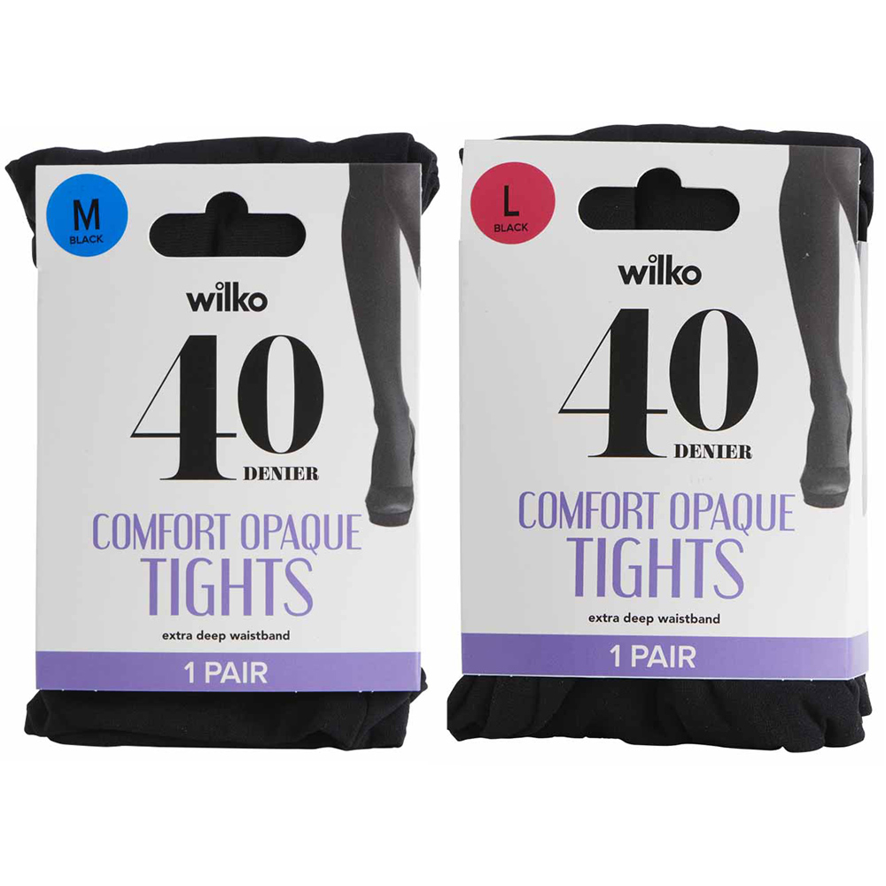 Wilko Black Waitband Tights 40 Den M/L Image 1