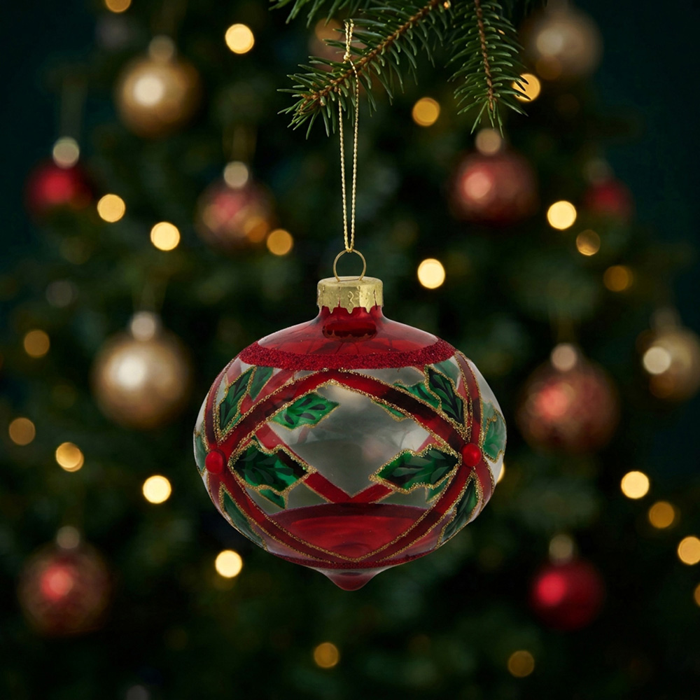 Traditional Glitter Detail Bauble Image 2