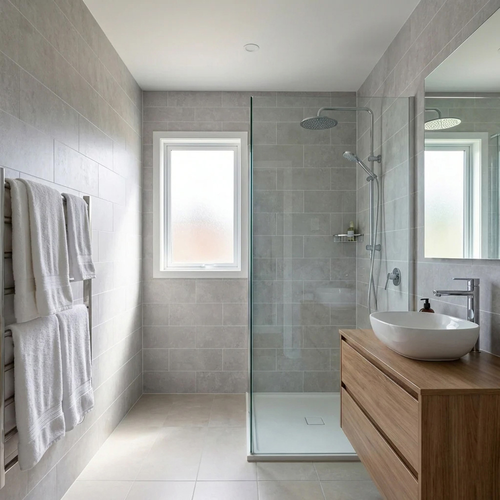 Britwall Light Grey Brick Pattern Matte Finish Shower Panel 2400 x 1000 x 10mm 3 Pack Image 4