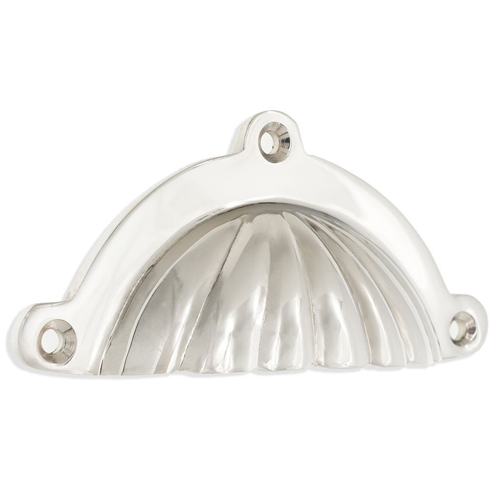 Spira Brass Shell Polished Nickel Cup Pull Drawer Handle Image 1