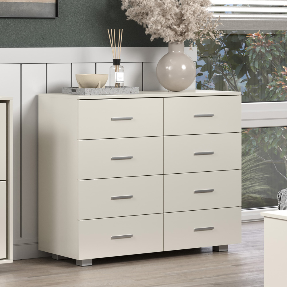 Lido 8 Drawer White High Gloss Wide Chest Wilko