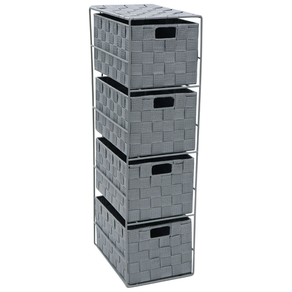 JVL Vichy 4 Drawer Narrow Nylon Storage Image 1