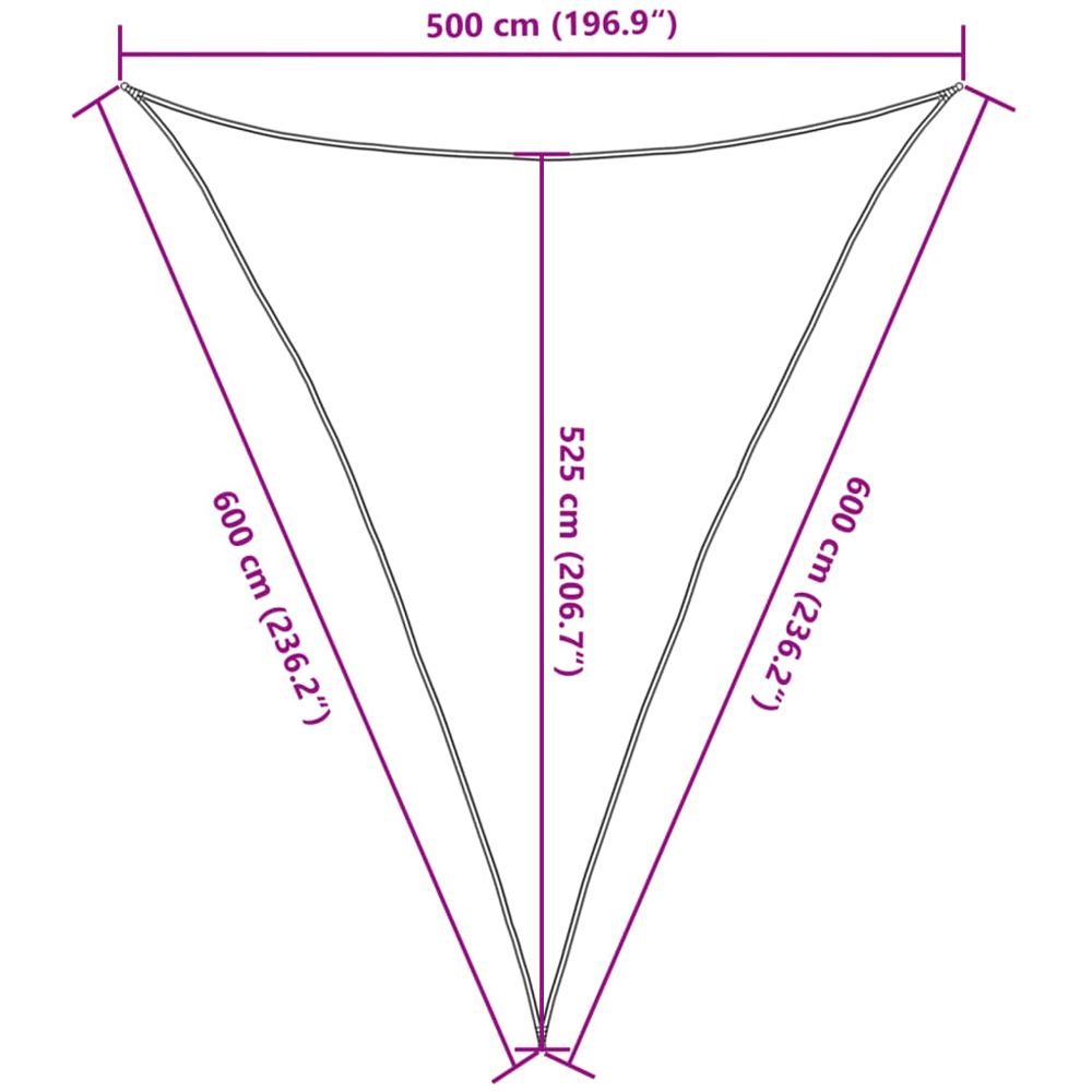 vidaXL Yellow Triangular Sun Shade Sail 5 x 6 x 6m Image 8