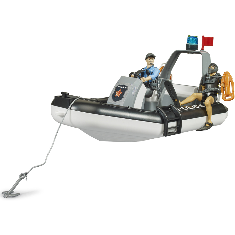 Bruder Bworld Police Boat with Rotating Beacon Light and 2 Figures Image 4