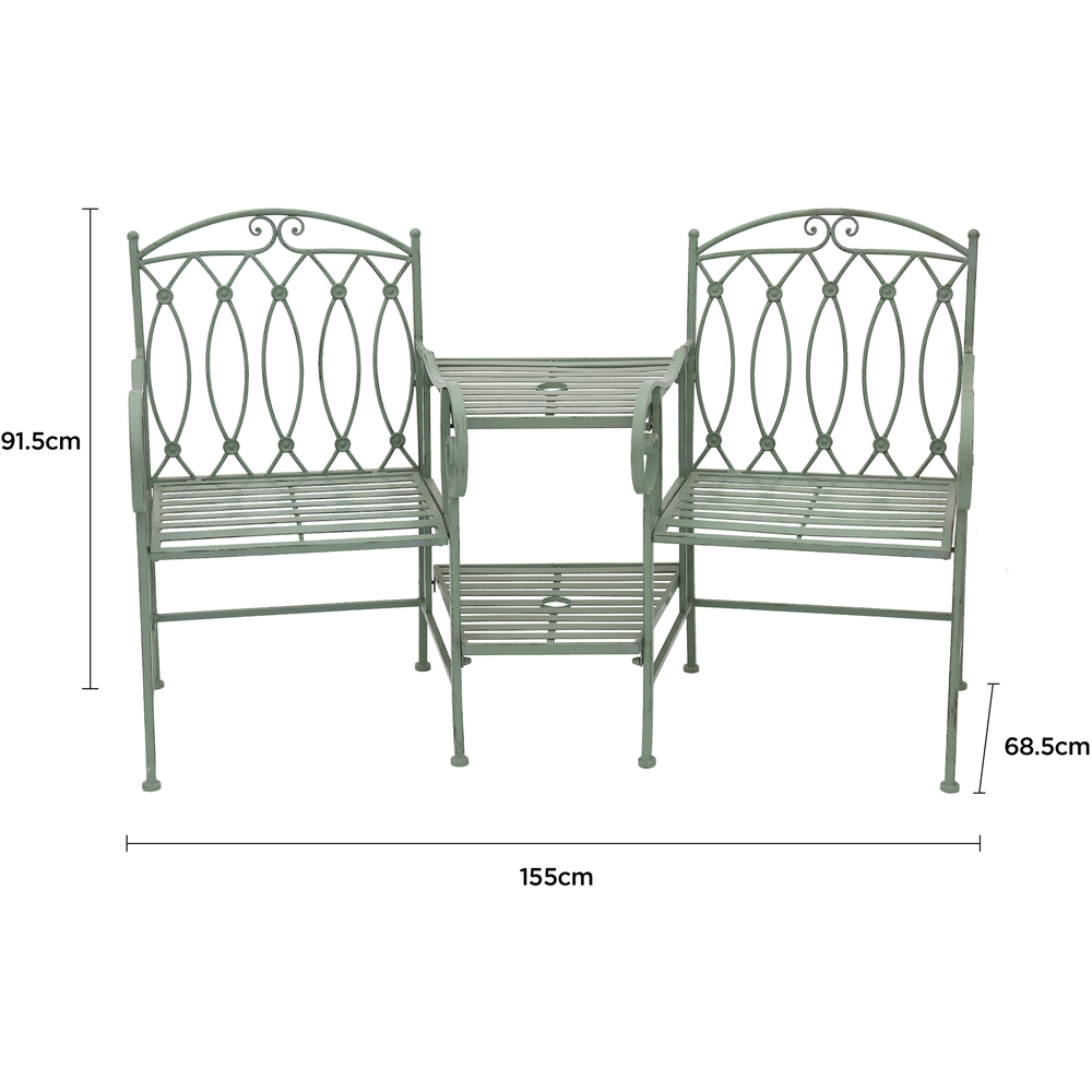 Charles Bentley 2 Seater Wrought Iron Sage Green Companion Seat Image 6