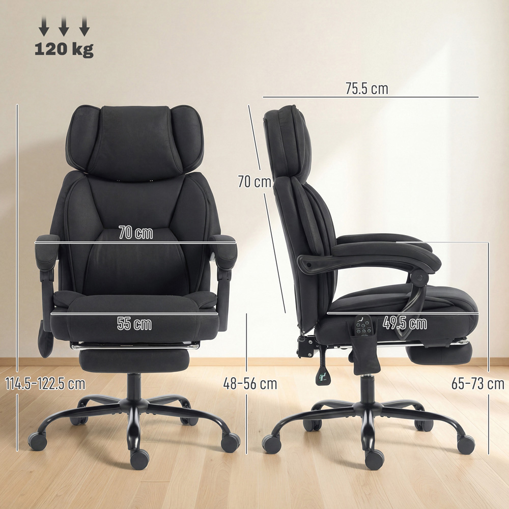 Portland Black Vibration Massage and Heat Reclining Office Chair Image 9