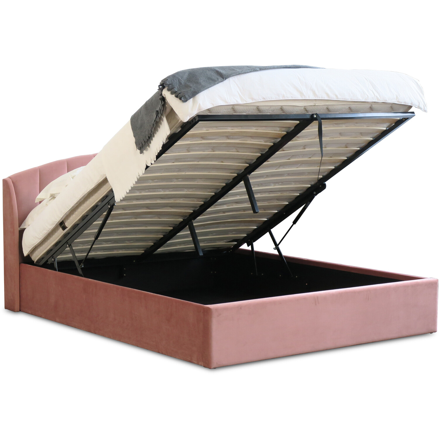 Grace King Size Blush Velvet Touch Ottoman Bed Image 6