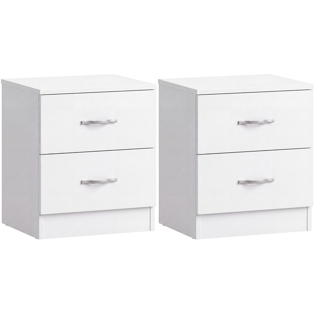 Vida Designs Riano 2 Drawer White Melamine Finish Bedside Table Set of 2 Image 2