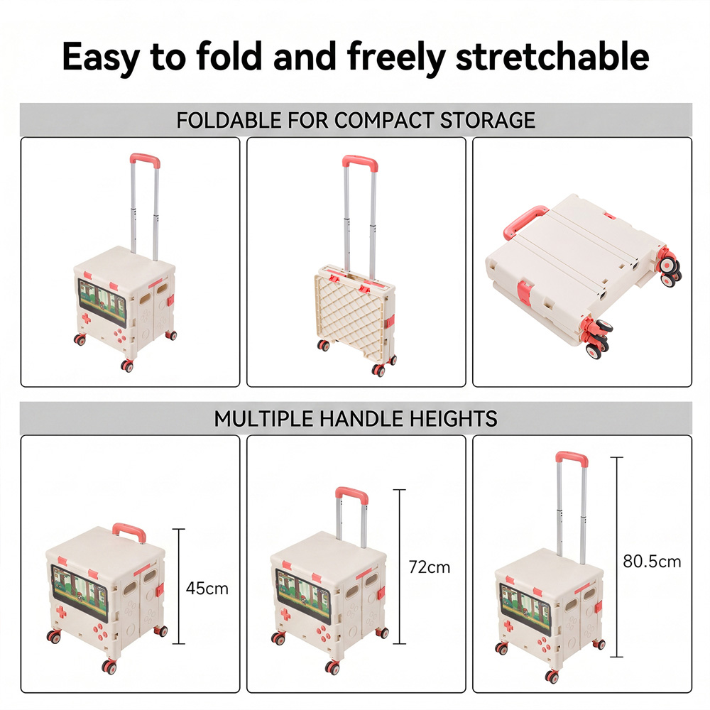 Living and Home Beige Fun Design Foldable Shopping Trolley 32L Image 7