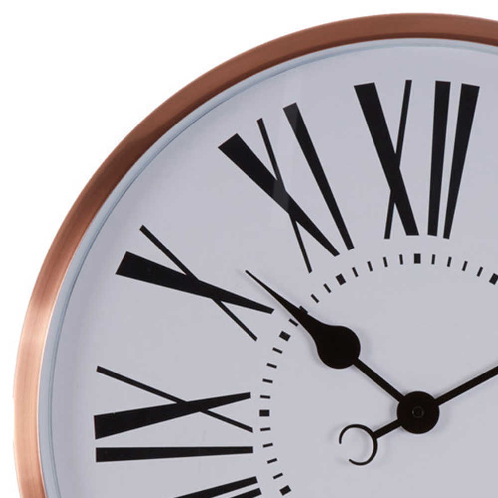 Premier Housewares Baillie White and Rose Gold Round Wall Clock 50cm Image 3