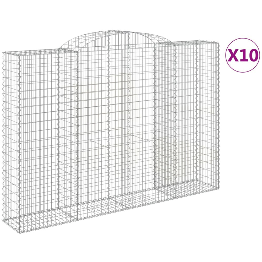 vidaXL Silver Galvanised Iron Arched Gabion Basket 300 x 50 x 200/220cm 10 Pack Image 2