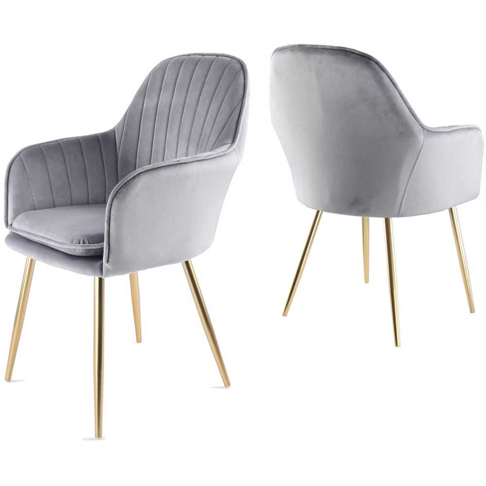 Muse Grey Velvet Accent Chair with Golden Legs Set of 2 Image 5