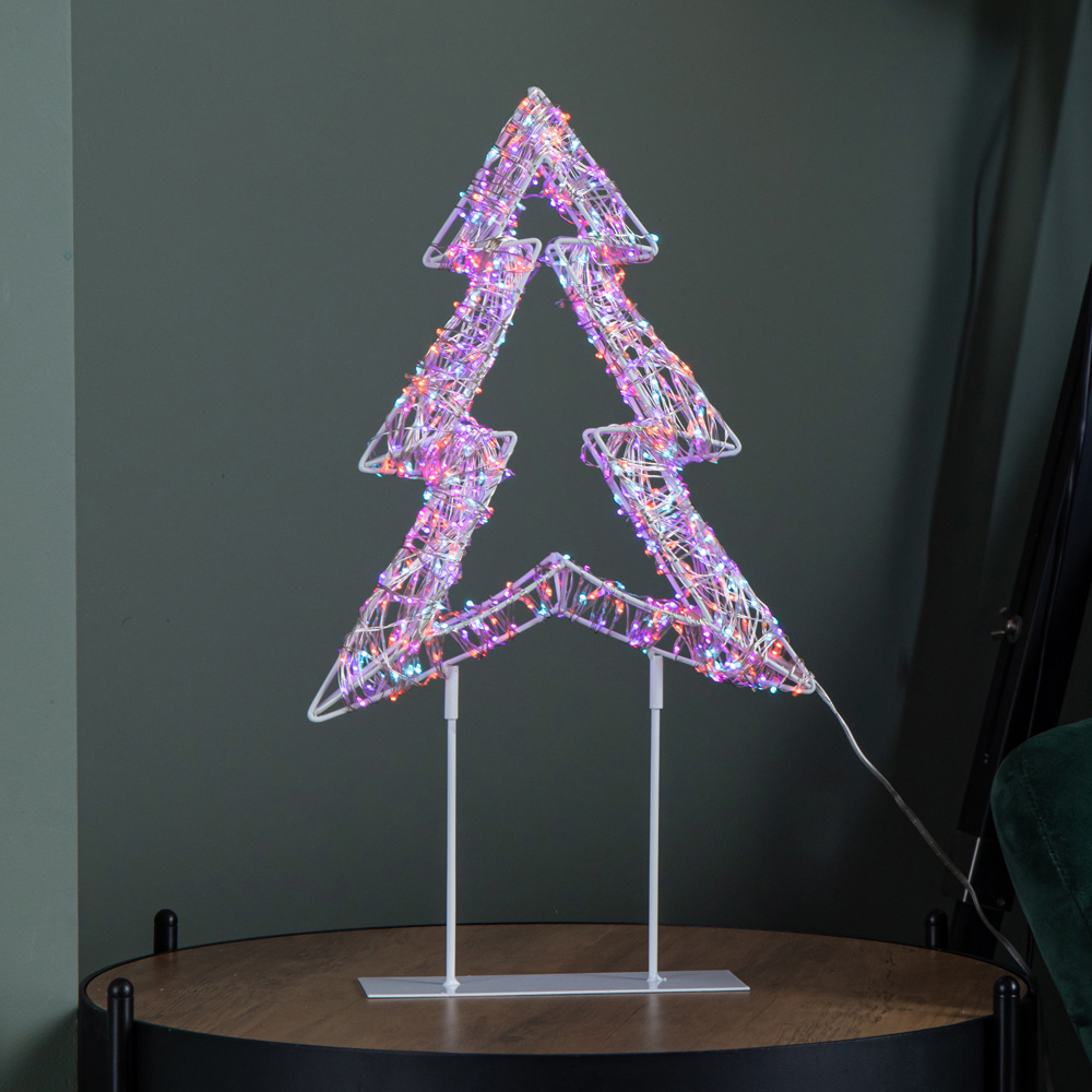 Samuel Alexander 720 Twinkling Rainbow LED Light-Up White Christmas Tree on Metal Stand 45cm Image 3
