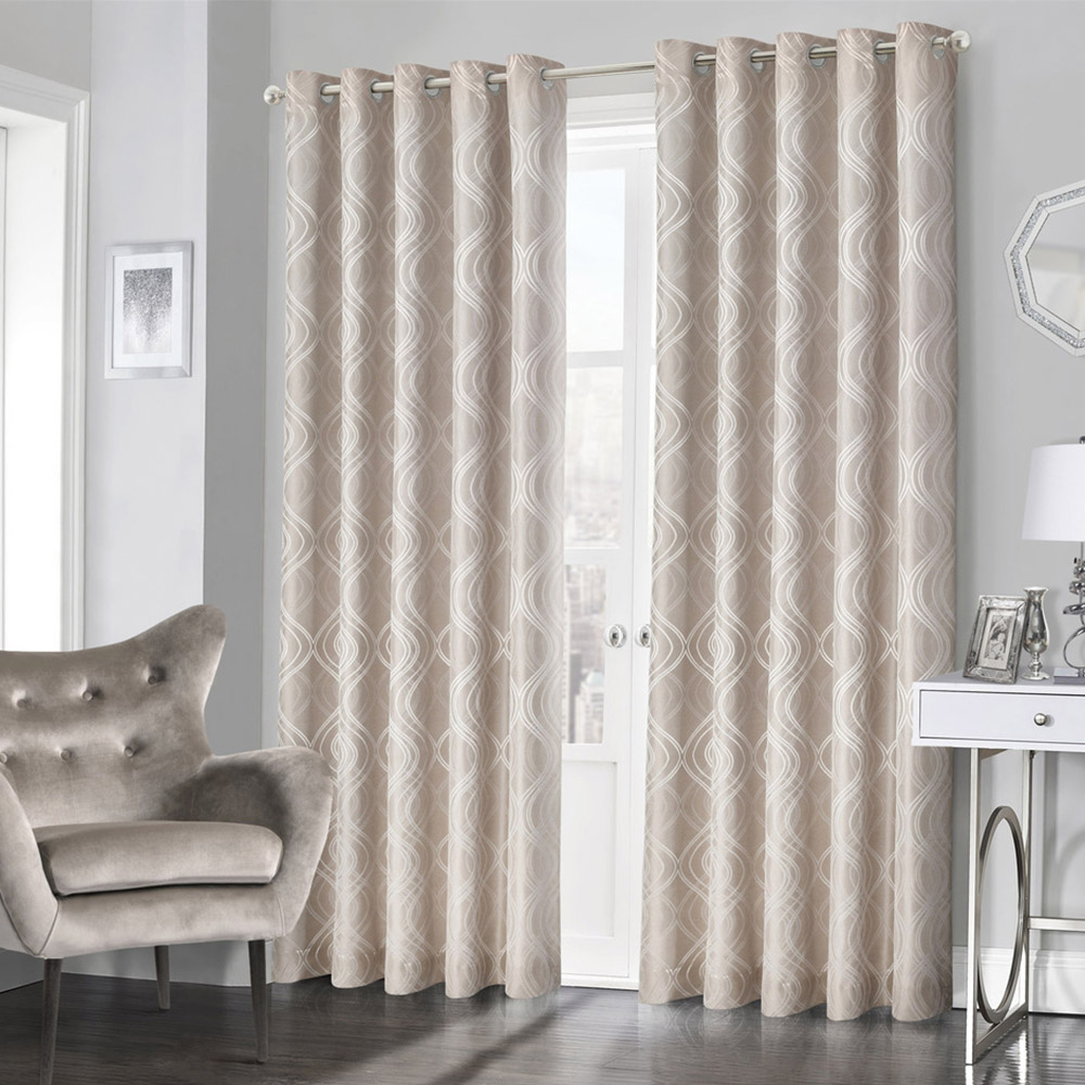 Intimates Clarissa Beige Ringtop Curtains 167 x 137cm Image 1
