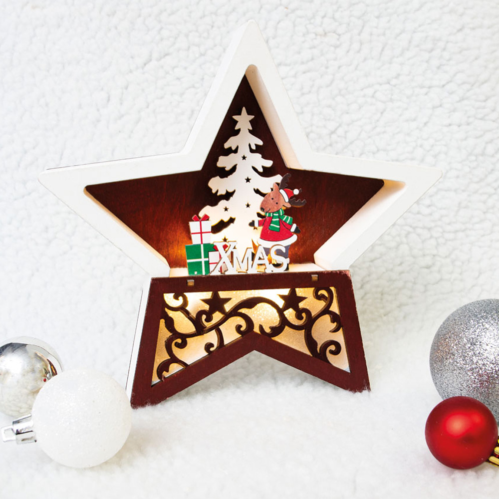 St Helens Multicolour Festive Light Up Wooden Christmas Star Image 4