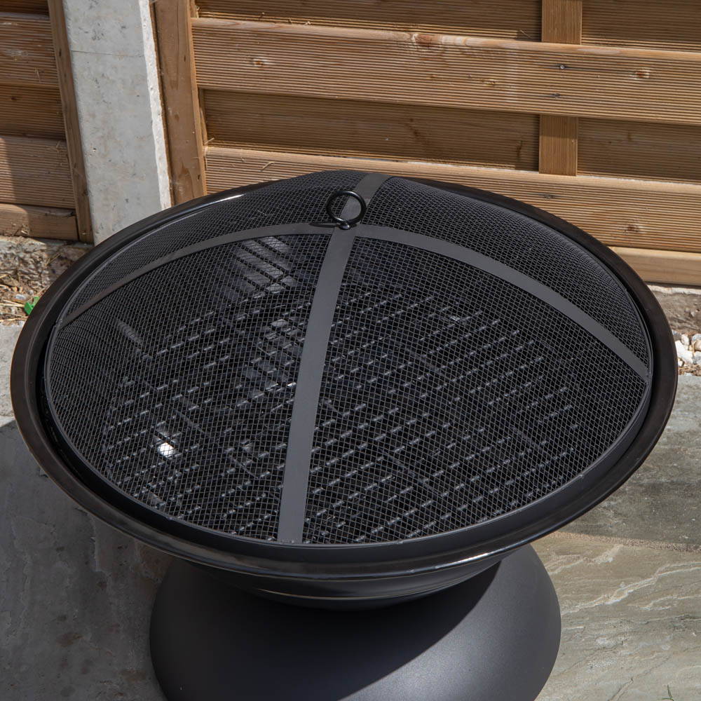 Samuel Alexander Black Steel Outdoor Lustre Enamelled Fire Pit with Fire Poker 52cm Image 5