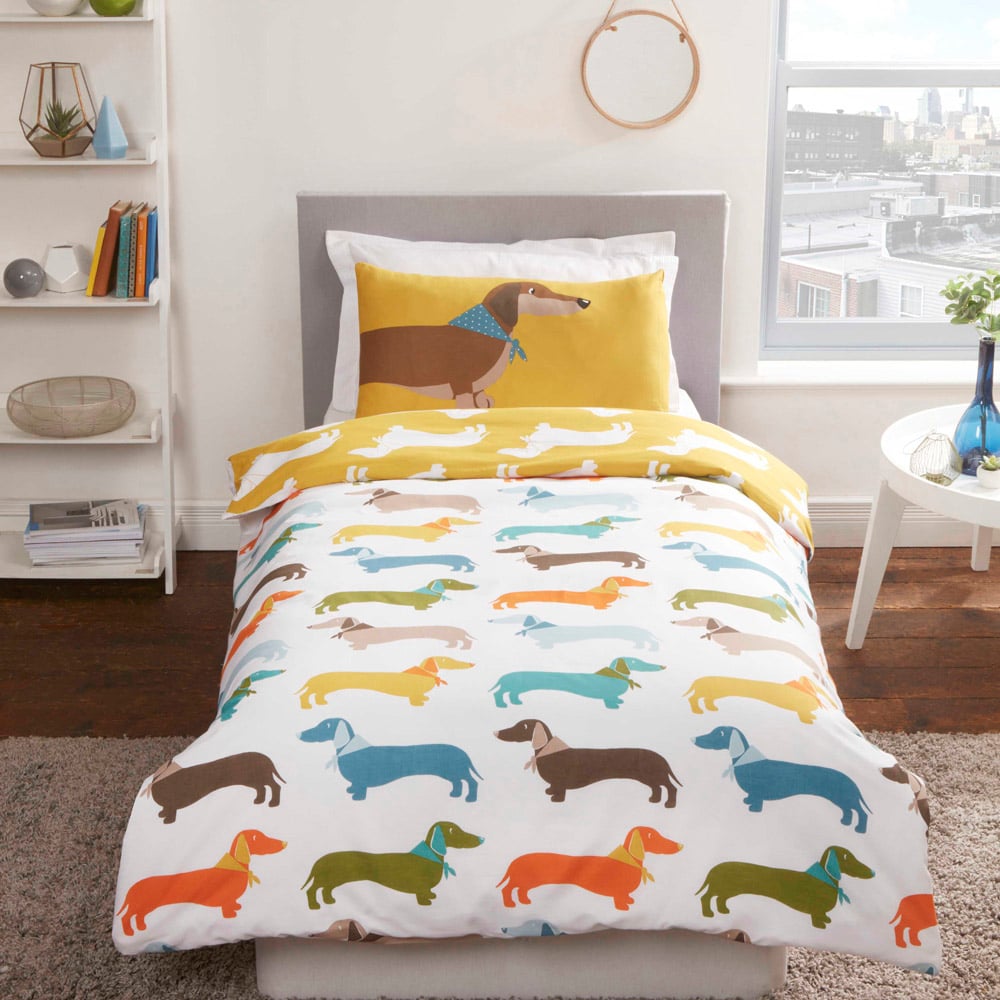 Rapport Home Sausage Dog Single Multicolour Reversible Duvet Set Image 1