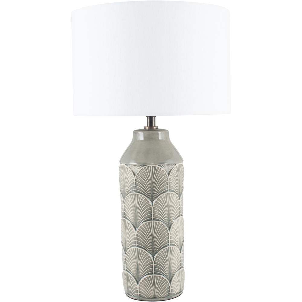 Pacific Lifestyle Bethan Grey Embossed Ceramic Table Lamp Image 1