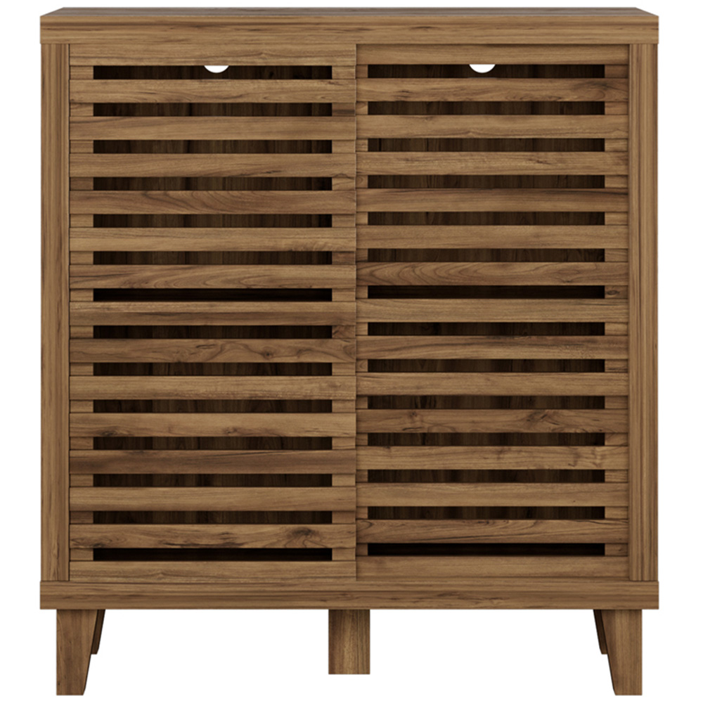 Flexi Storage Erik 2 Door Mango Wood Effect Slatted Petite Sideboard Image 3