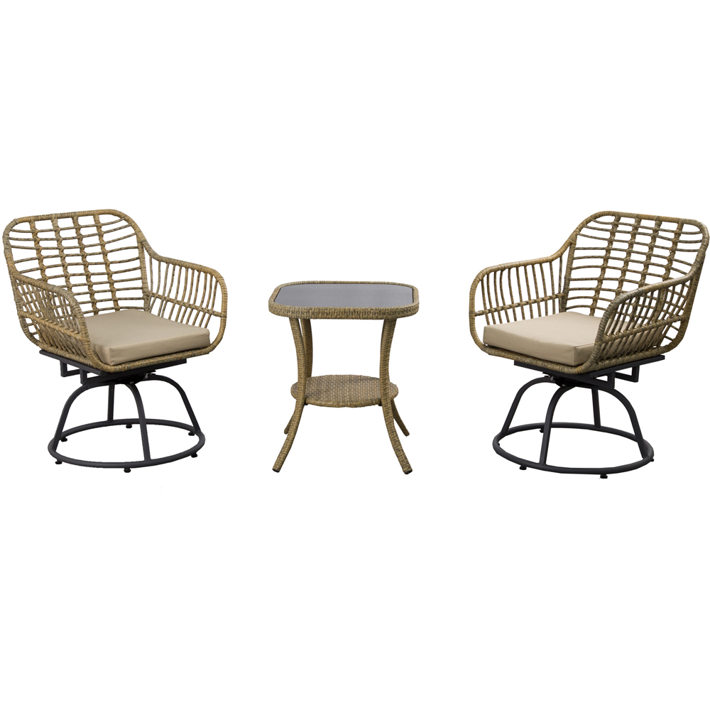 Furniture One 2 Seater Rattan Garden Swivel Lounge Set Image 2