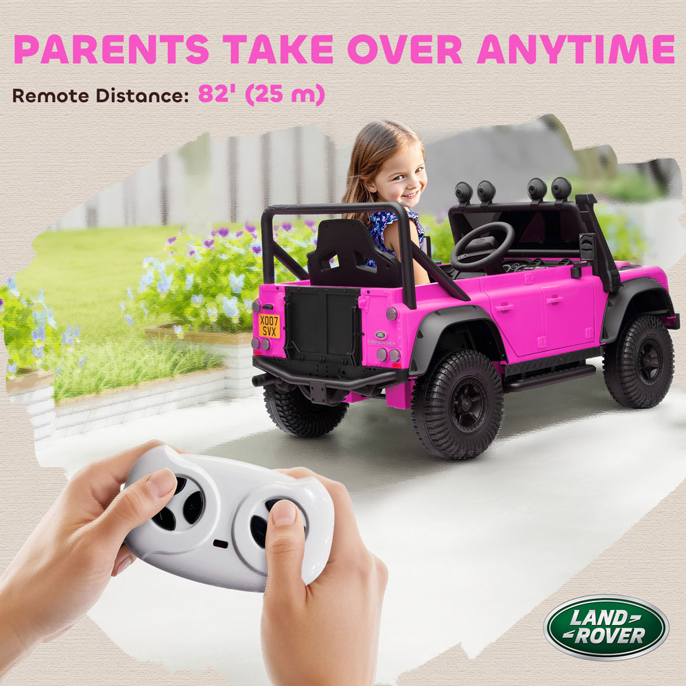 Tommy Toys Pink Land Rover Defender Kids Electric Ride On Car with Remote 12V Image 8
