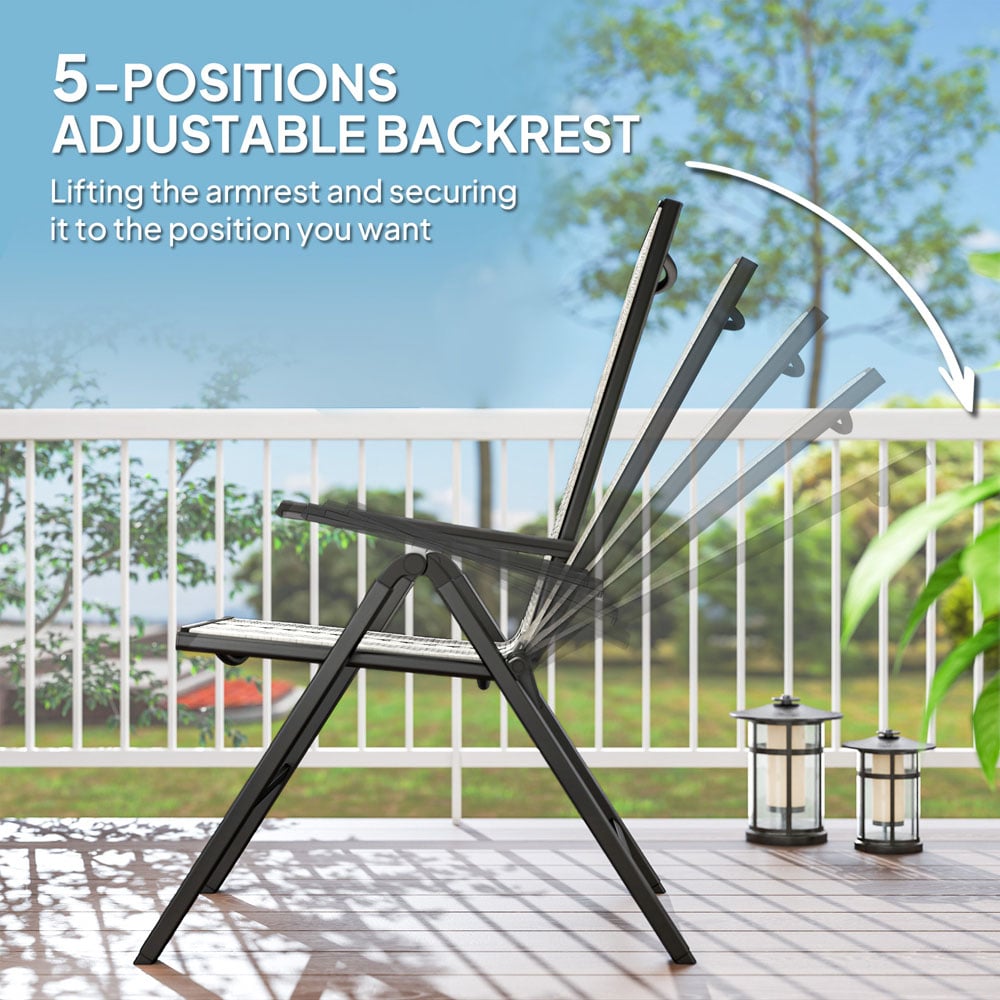 Outsunny Grey Rattan 5 Position Adjustable Folding Garden Chair Image 4