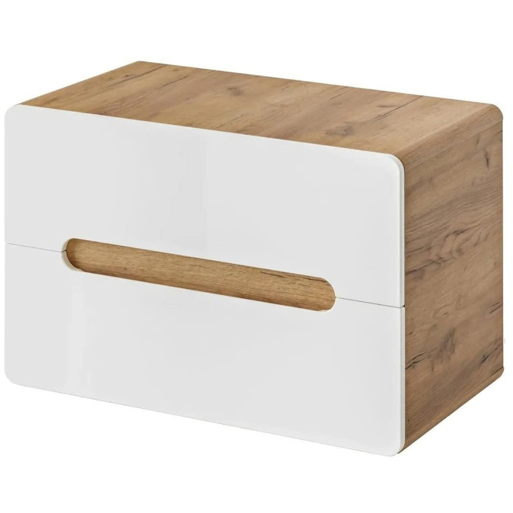 Impact Furniture Aruba White Gloss and Oak Wall Mounted Vanity Unit 800mm Image 2