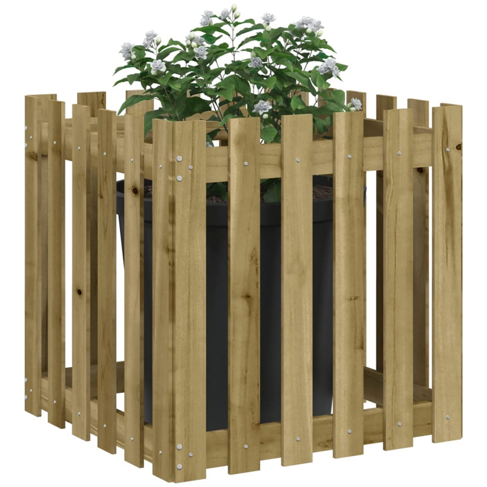 vidaXL Brown Impregnated Solid Pine Wood Garden Planter 60 x 60 x 60cm Image 2