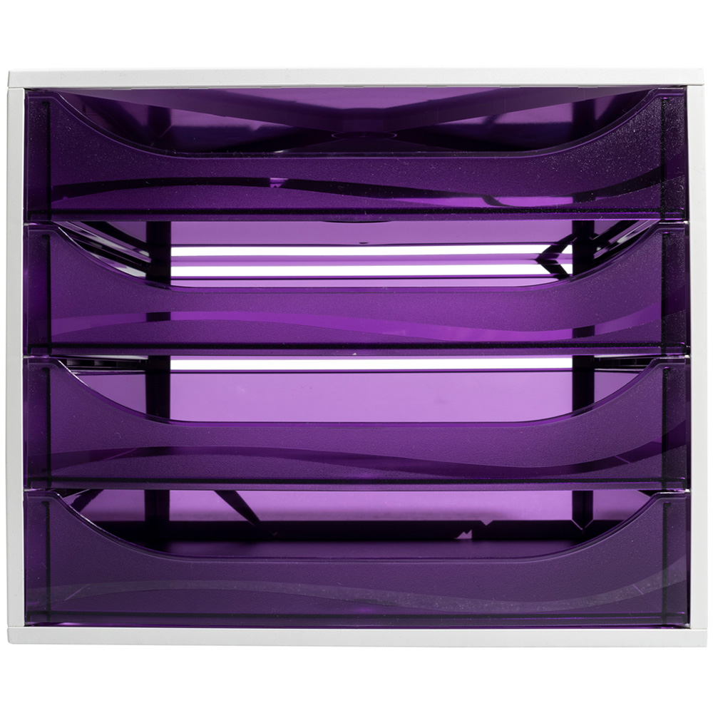 Exacompta EcoBox Linicolor 4 Drawer Purple Desk Organiser Image 2