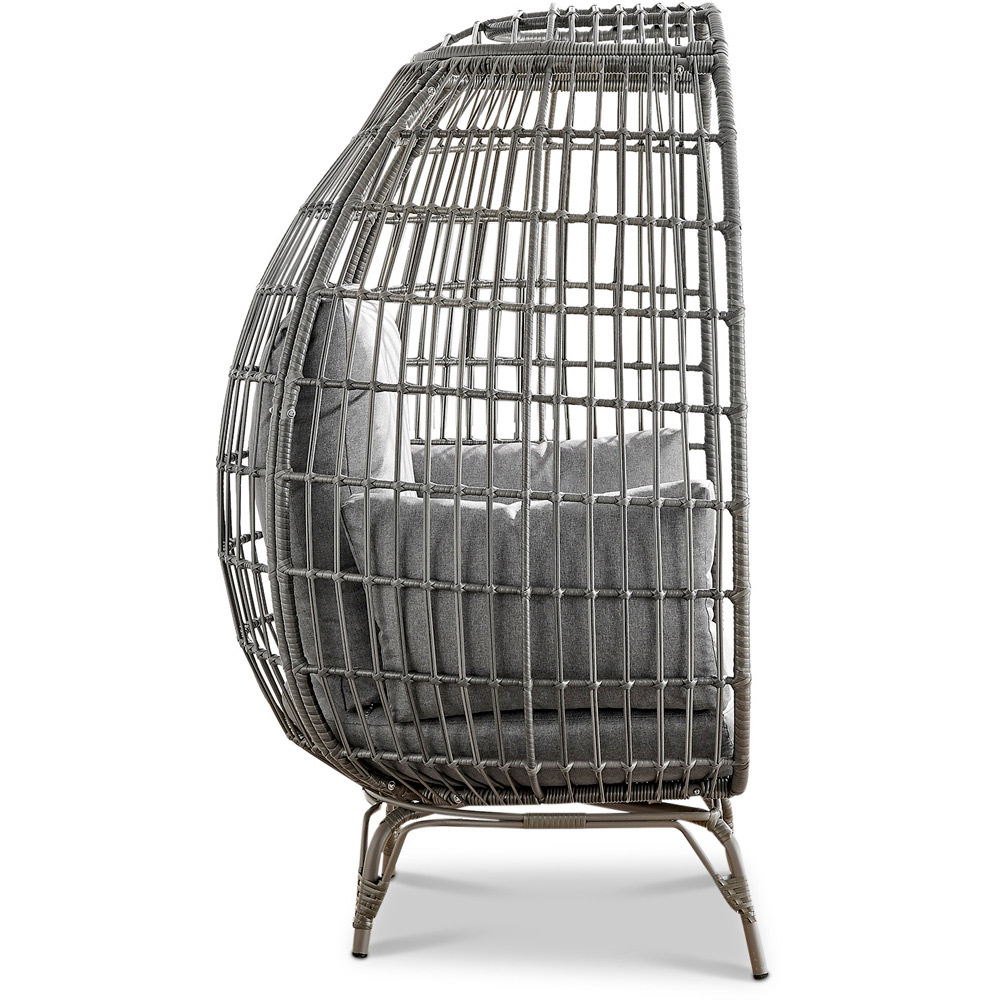 Furniturebox Veza Grey PE Resin Rattan Egg Chair with Cushions Image 4