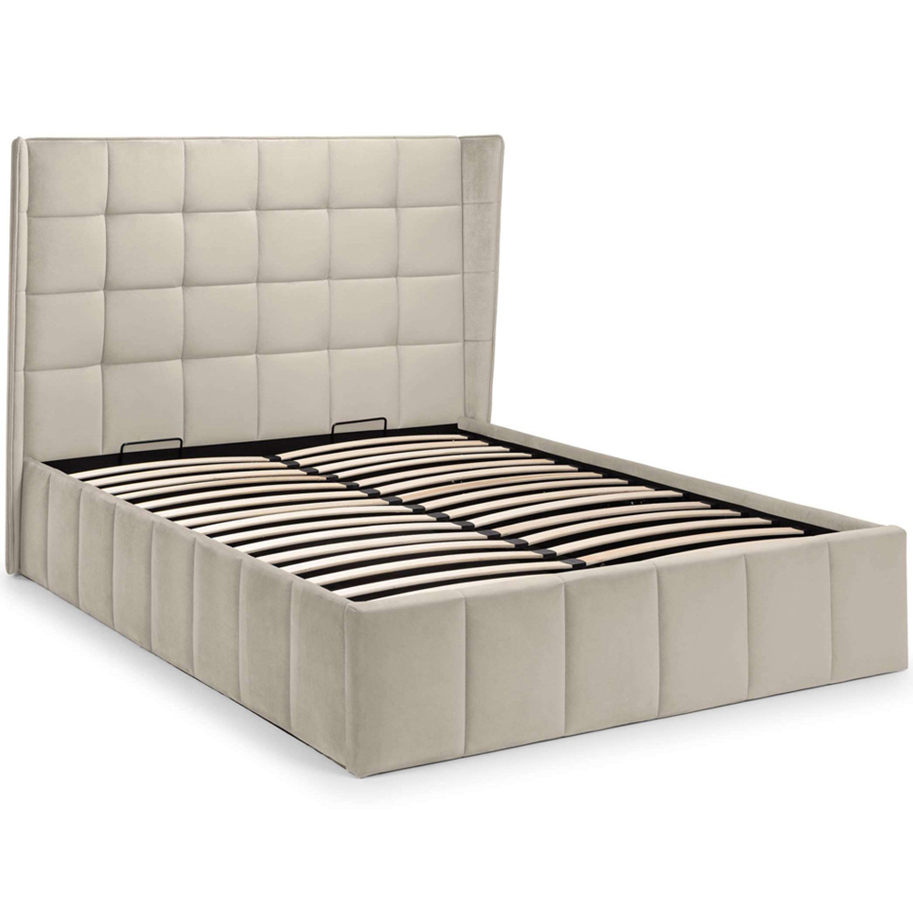 Julian Bowen Gatsby King Size Cream Velvet Winged Headboard Ottoman Storage Bed Image 3
