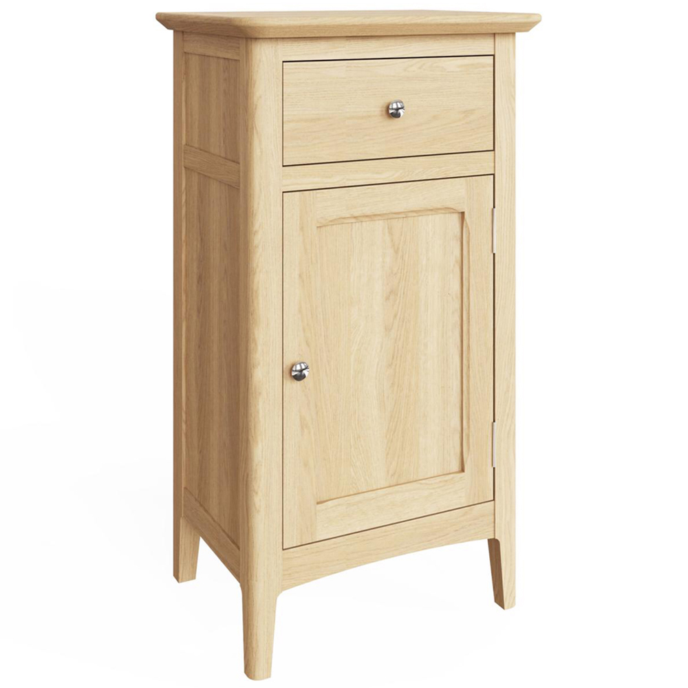 FWStyle Single Door Single Drawer Natural Oak Ash Veneer Sideboard Image 2