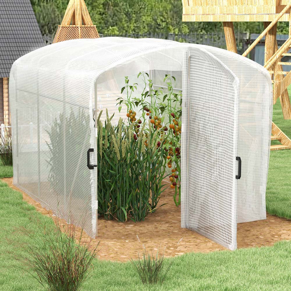 Outsunny PE Mesh Steel 6.5 x 9.8ft Polytunnel Greenhouse Image 2