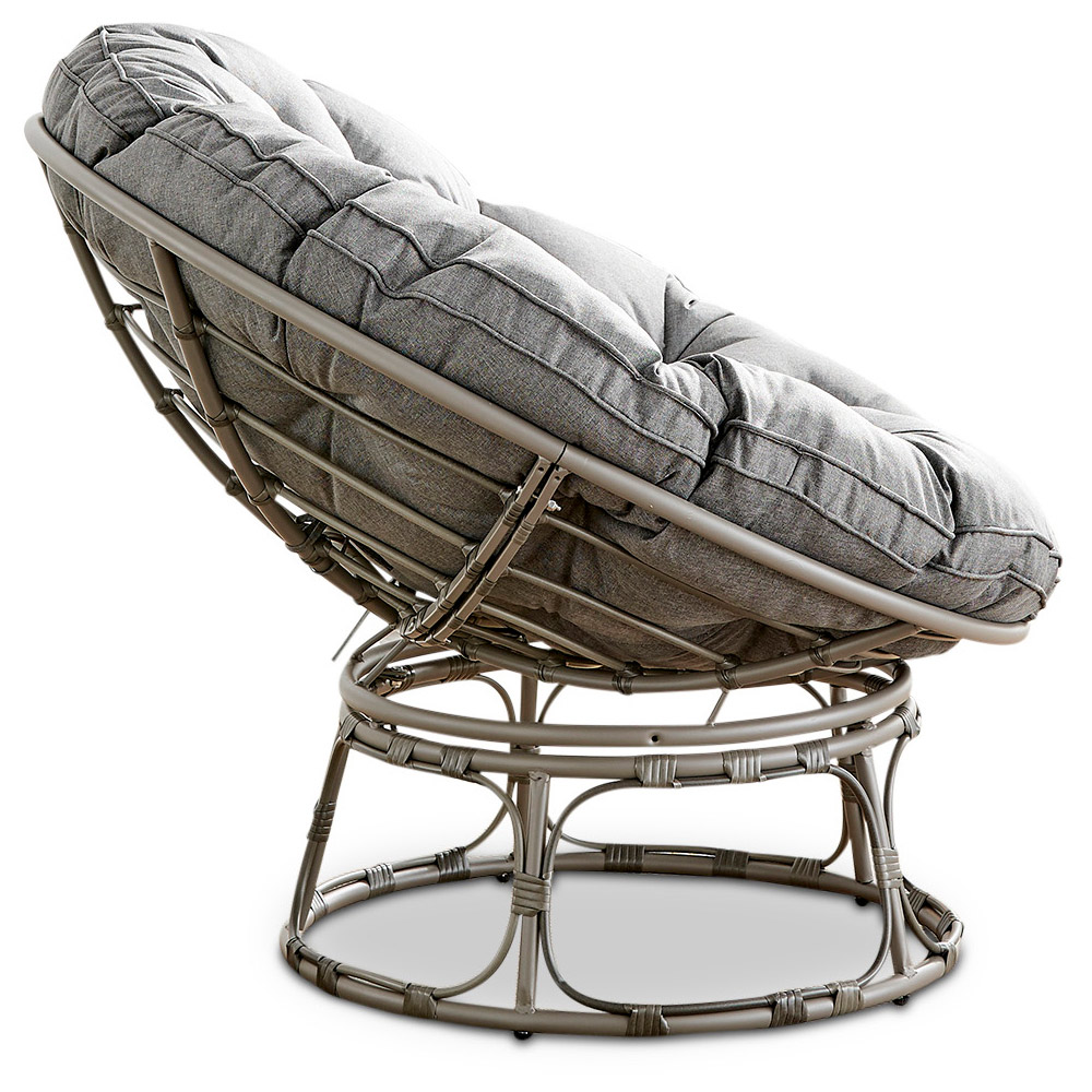 Furniturebox Luno Textured Grey Rattan Garden Chair with Cushion Image 4