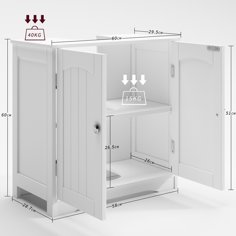 Colorado White 2 Door Undersink Bathroom Cabinet Image 7